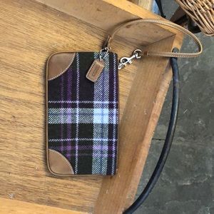 Coach plaid wristlet